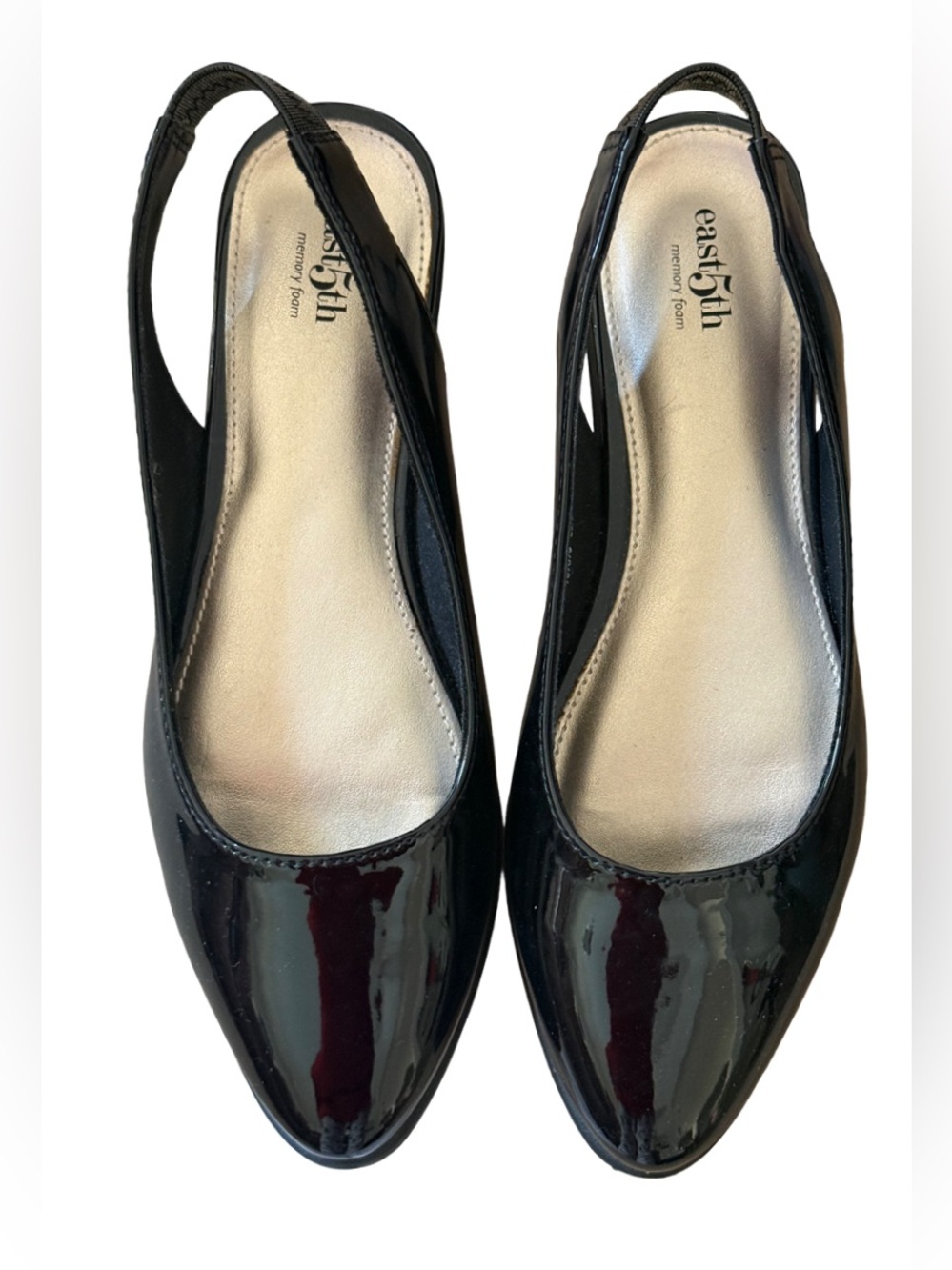 East 5th Women’s Size 8 Black Patent Slingback Comfort Flats Memory Foam